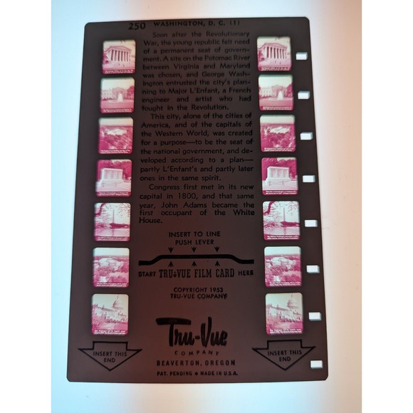 Vintage Tru Vue Tru-Vue Film Card Washington DC National Capital‎ USA Travel 250 - Picture 4 of 4